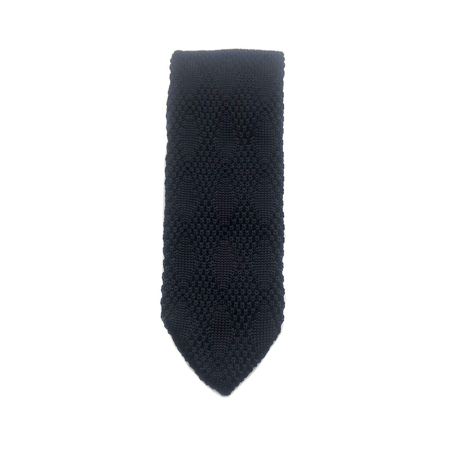 Corbata Tejida Negra Lisa Rombo 6.5 cm-2