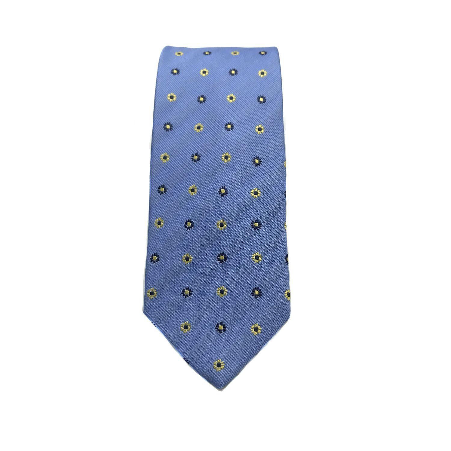 Corbata Seda Diseño Flor Celeste 8cm-2