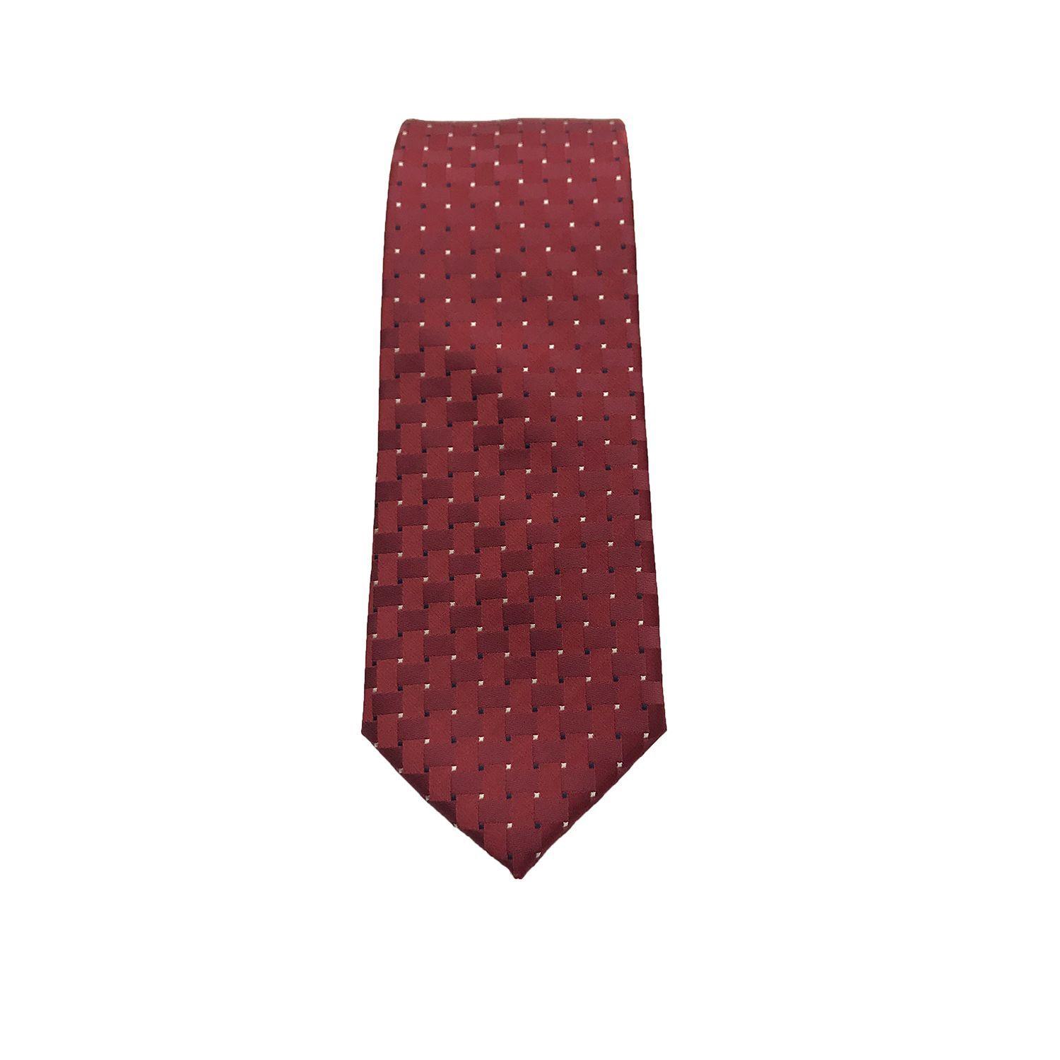 Corbata Roja Cuadro Punto Azul Microfibra 7 cm-2