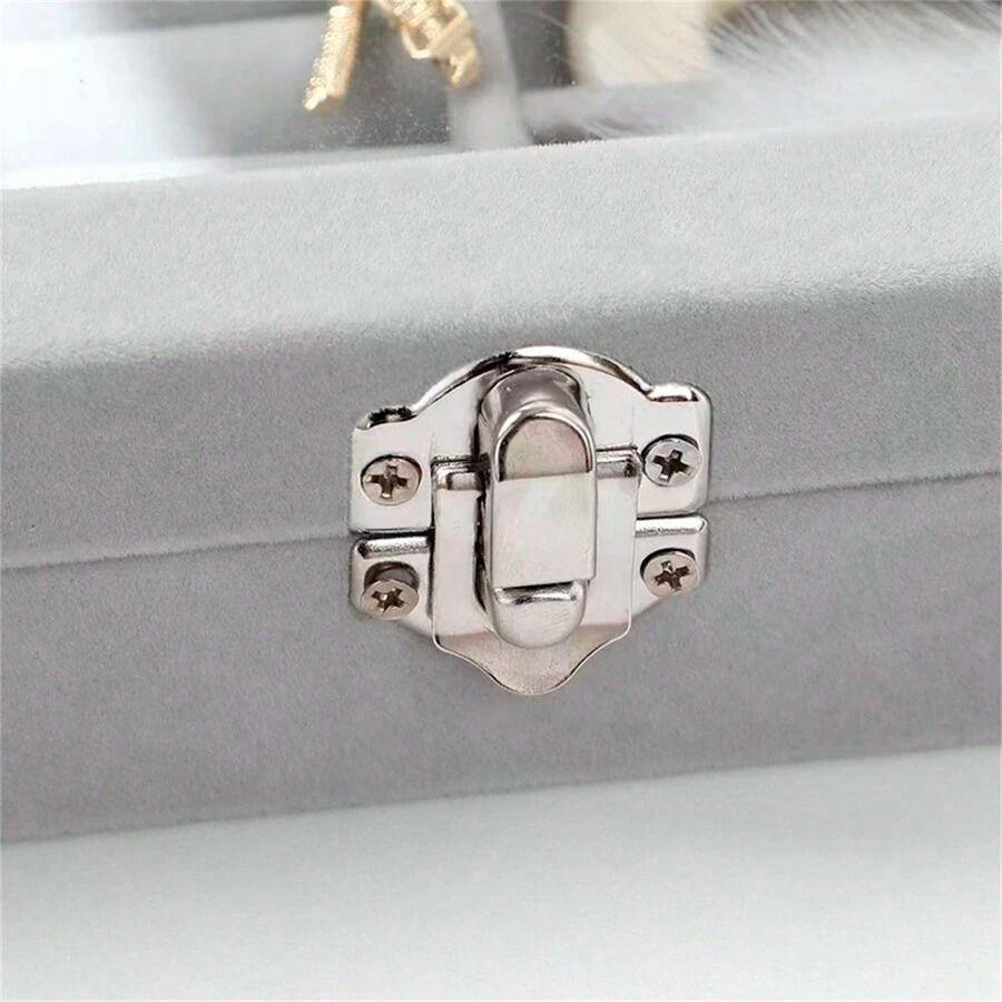 Caja Organizador De joyería Portátil Gris-4