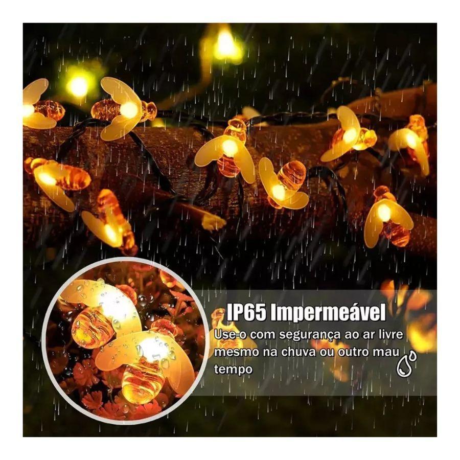 Guirnalda 20 LED Luces De Abejas Panel Solar 4M Amarillas-3