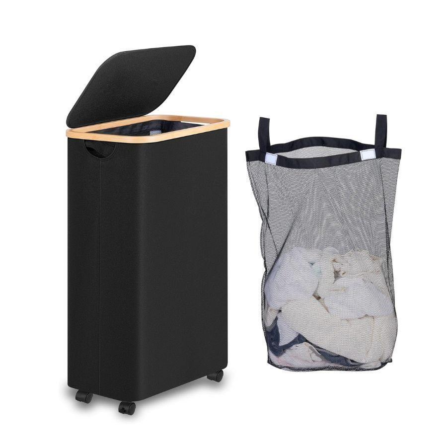 Cesto Ropa Sucia 75L Con Tapa Bolsa Extraible Negro-3