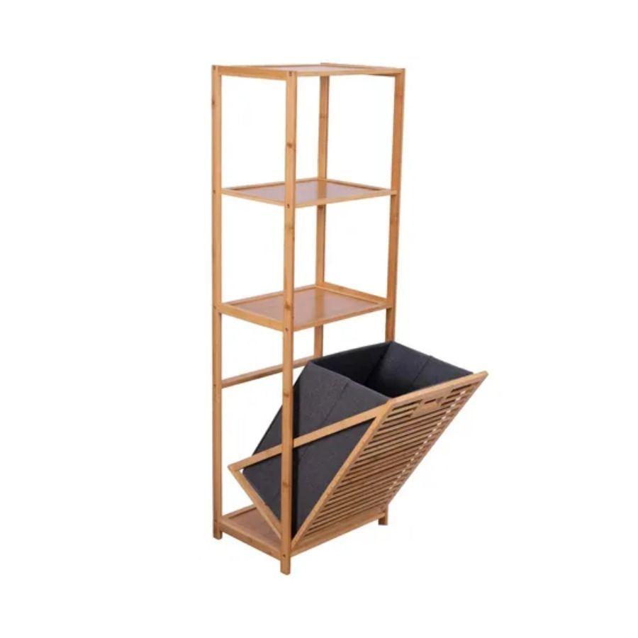 Estante Mueble De Bambu Organizador 3 Niveles Cesto -0