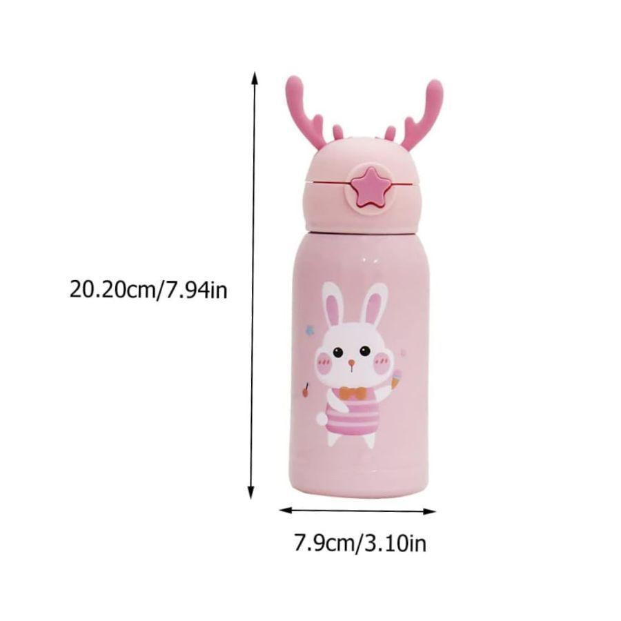 Botella De Agua Térmica Portatil 500ml Conejito Rosa Infantil-3