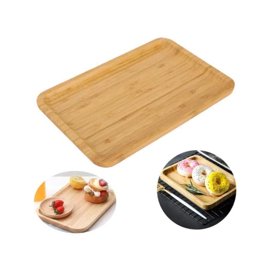 Bandeja Decorativa de Madera Rectangular Adorno Multiuso-3
