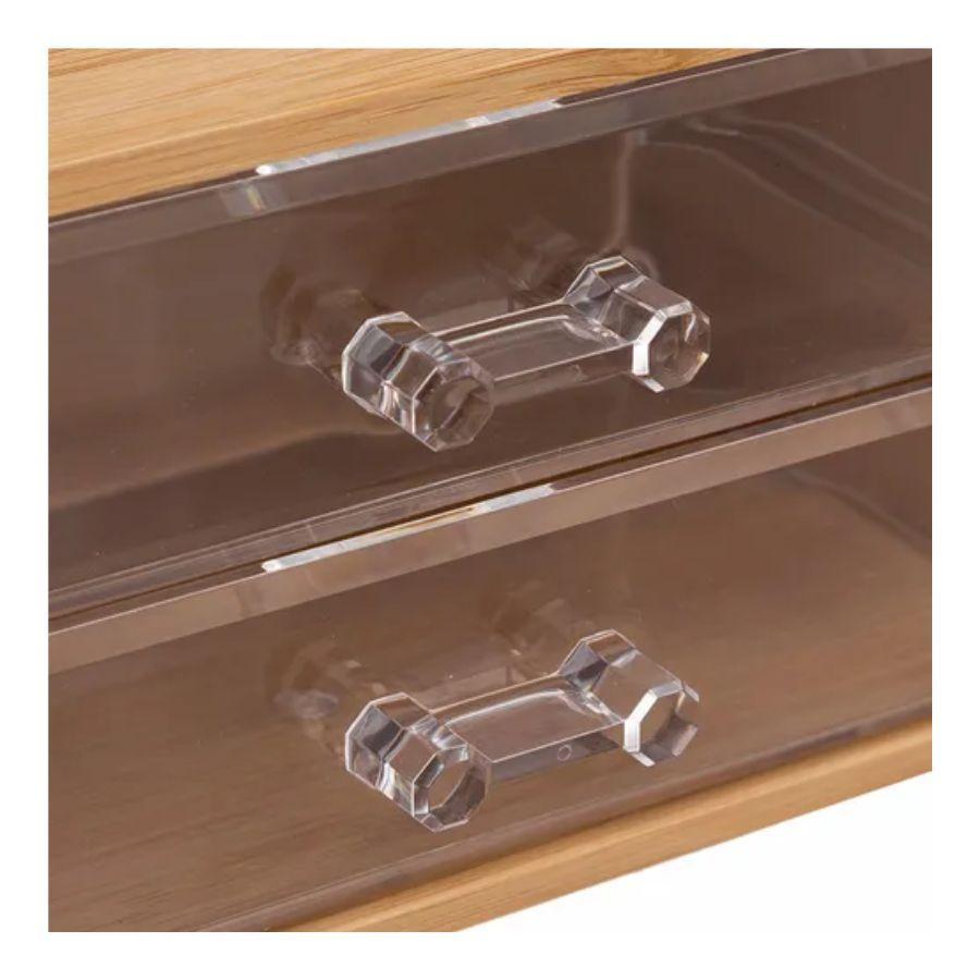 Mini Organizador Bambú 2 Cajones Acrílico Manija Resistente -2