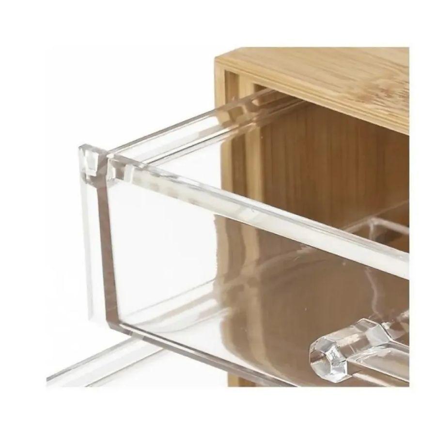 Mini Organizador Bambú 2 Cajones Acrílico Manija Resistente -3