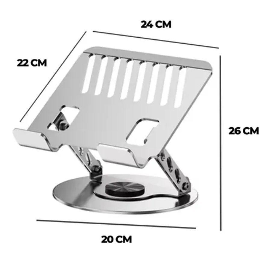 Soporte Para Tableta Portátil Aluminio Giratorio 360º Gris -3