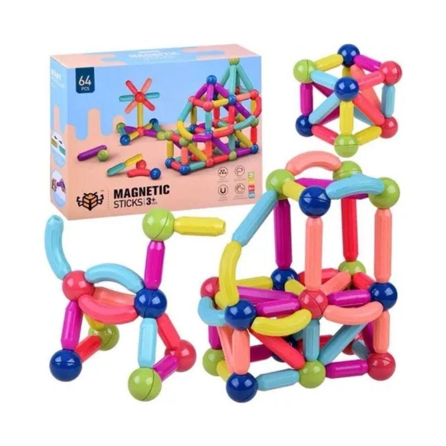 Juego De Bloques Construcción Magnéticos Para Niños 64 Piezas -7
