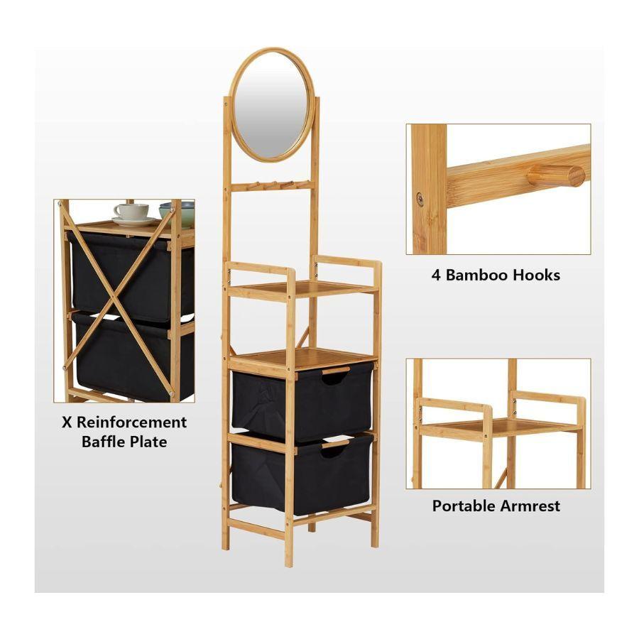 Estante Organizador de Baño 4 Niveles con Espejo-6