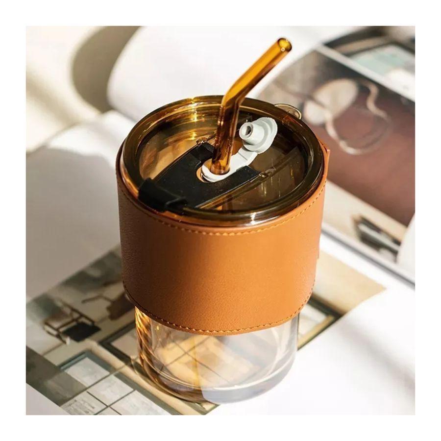 Set 3 Vasos de Vidrio con Tapa Y Bombilla 400ml-2