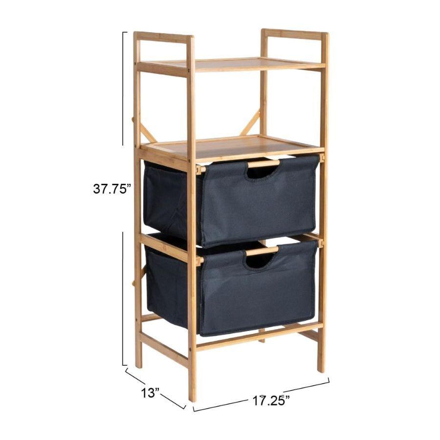 Estante Mueble Bambu Cajones Baño Organizador Negro-2
