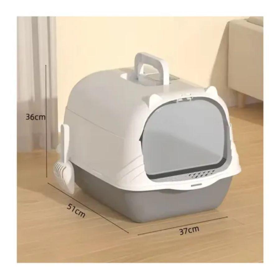 Arenero Cerrado Baño Sanitario De Gatos Tapa Plegable Grande Gris-3