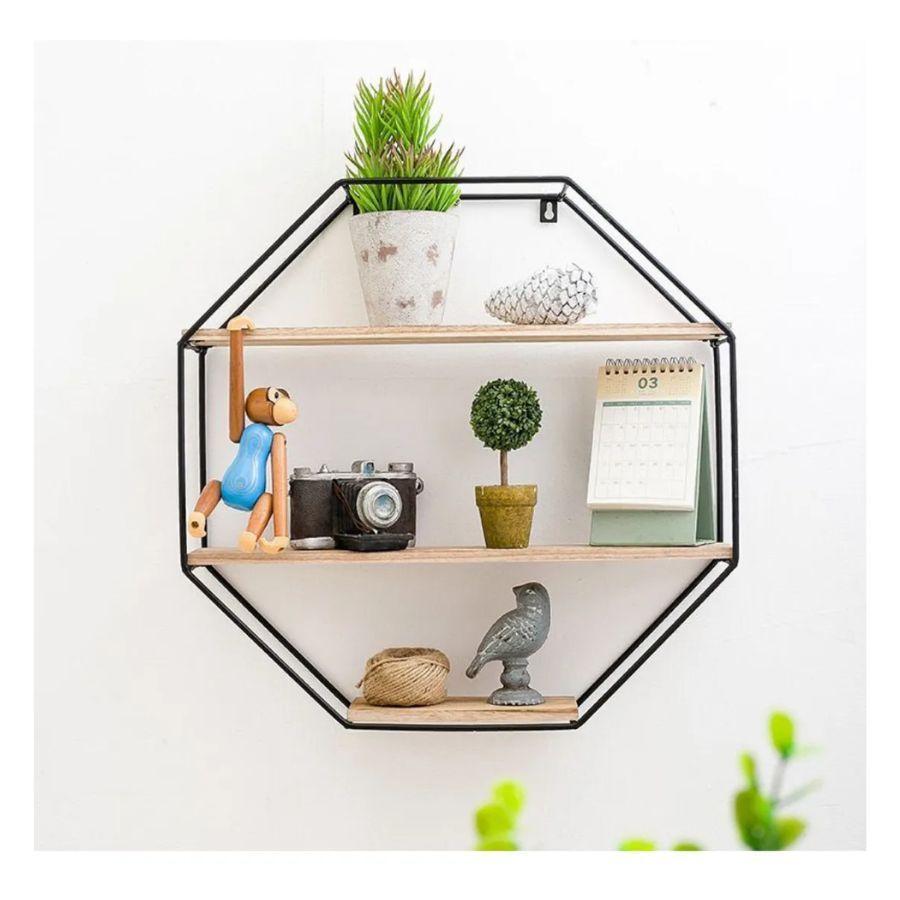 Repisa Organizador Decorativa Hexagonal Pared Flotante-3