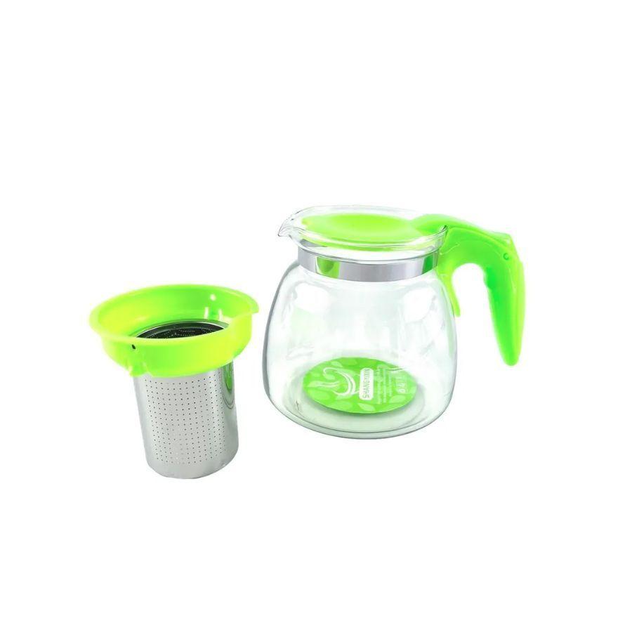 Tetera Jarra De Vidrio Con Filtro Metálico 900 ml Verde-2