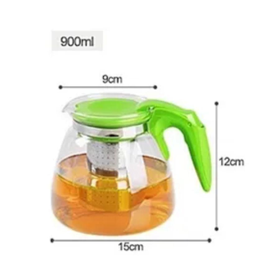 Tetera Jarra De Vidrio Con Filtro Metálico 900 ml Verde-3