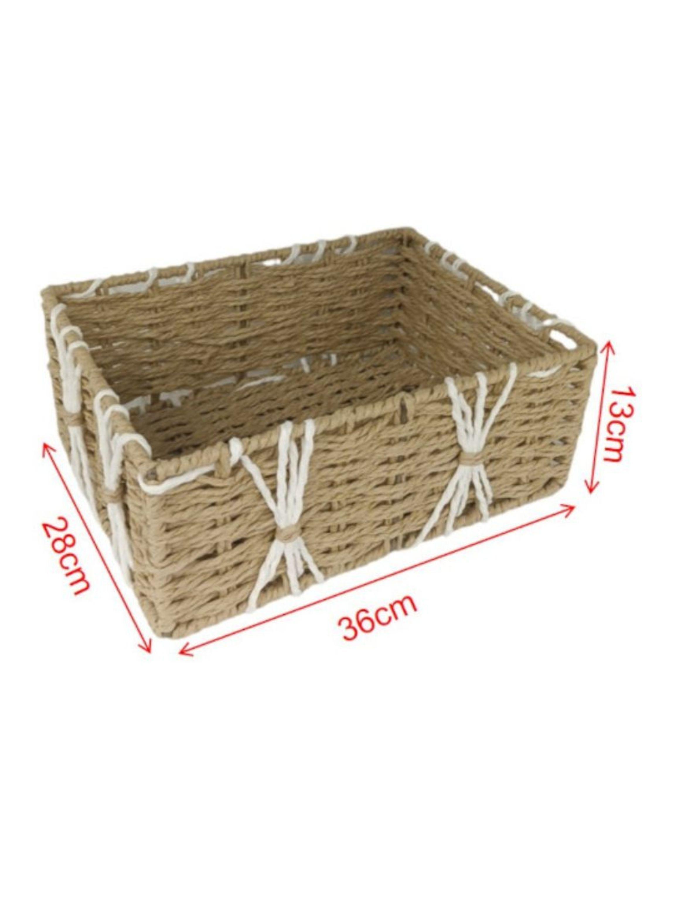 Set De 3 Cestas De Almacenamiento Tejidas A Mano -2