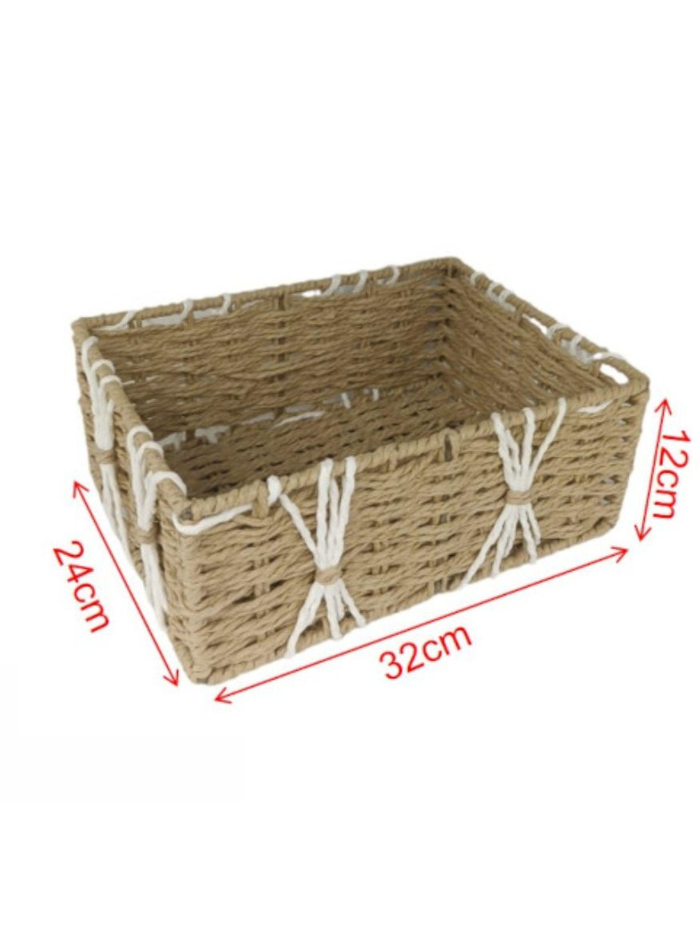 Set De 3 Cestas De Almacenamiento Tejidas A Mano -3