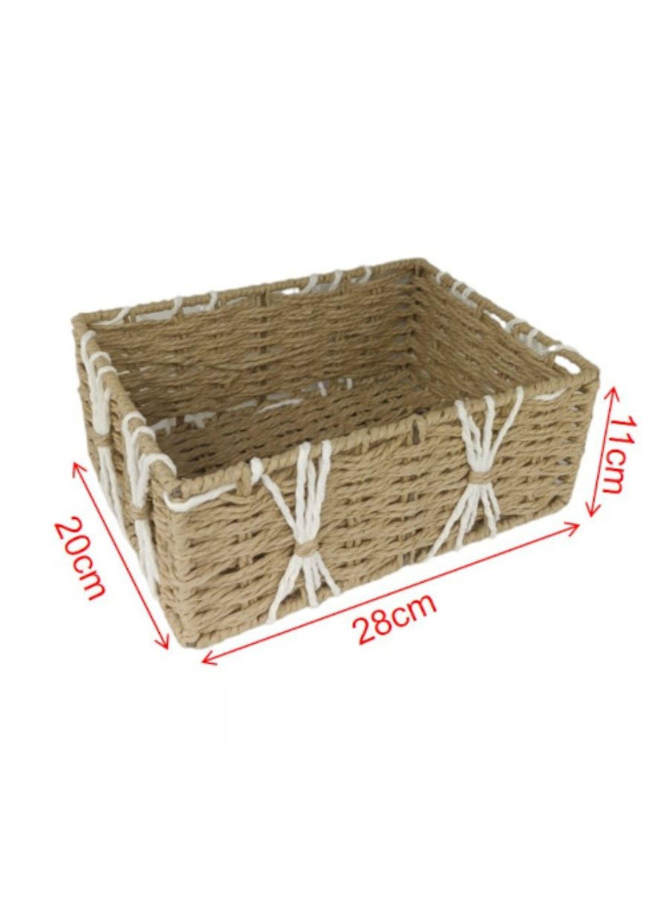 Set De 3 Cestas De Almacenamiento Tejidas A Mano -4