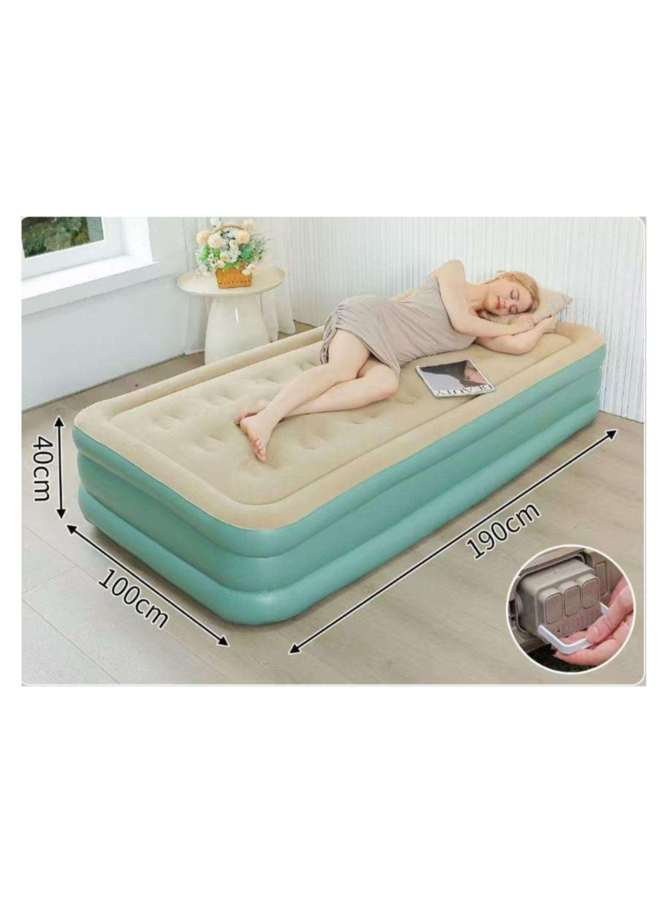 Colchon Inflable Individual Verde 190x100x40cm-1