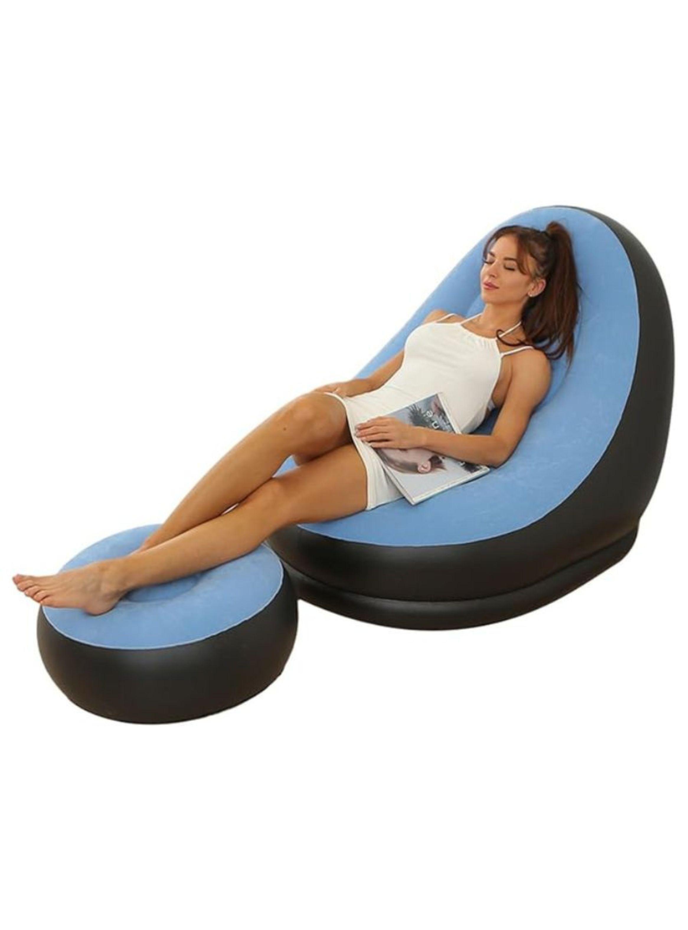 Sofá Sillón Inflable con Reposapiés Portátil y Confortable-0