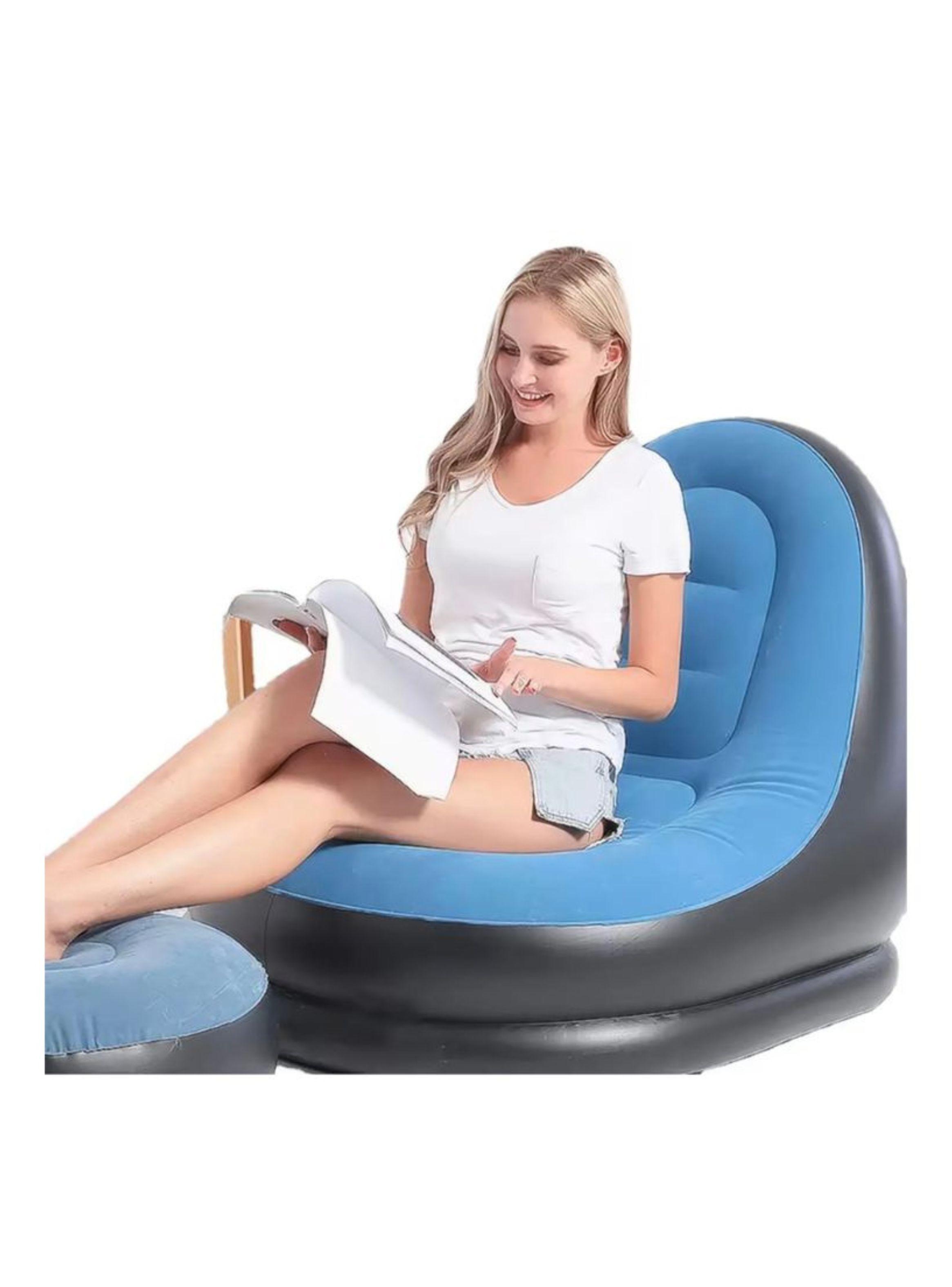 Sofá Sillón Inflable con Reposapiés Portátil y Confortable-1