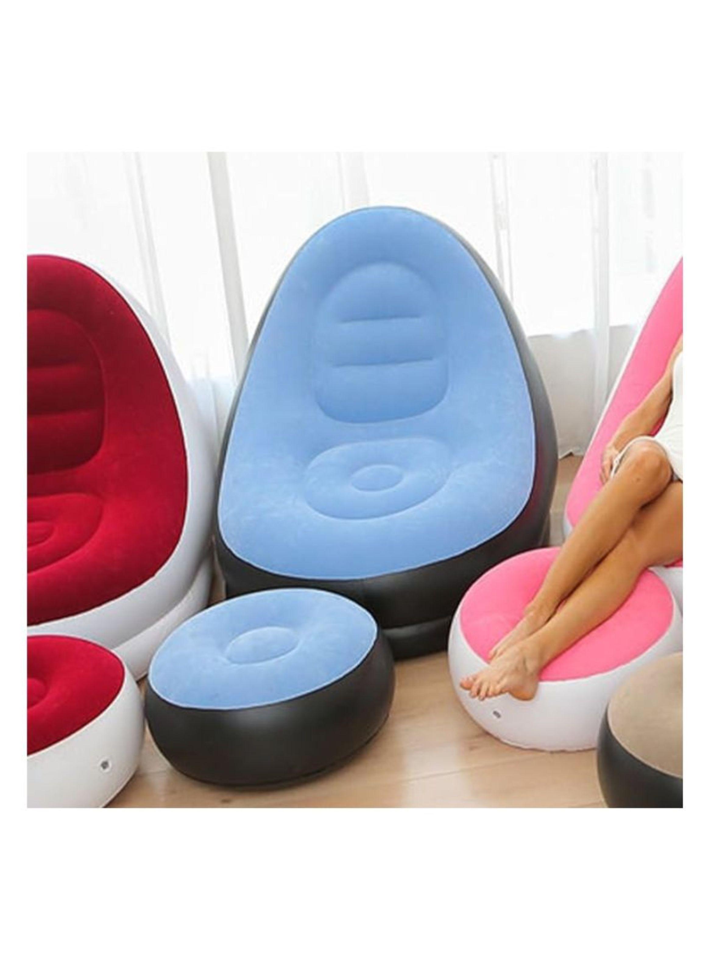 Sofá Sillón Inflable con Reposapiés Portátil y Confortable-3