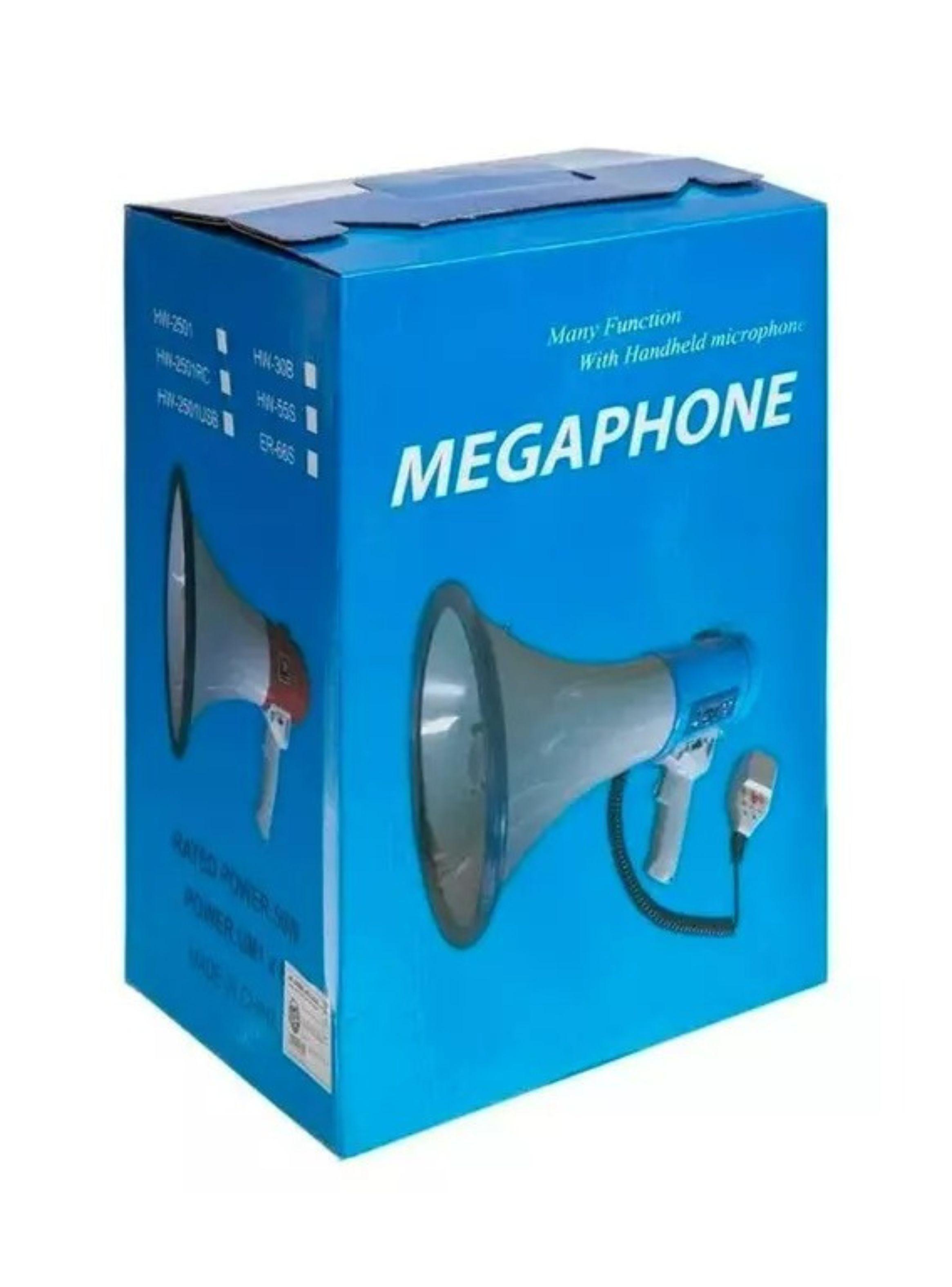 Megáfono Altavoz Recargable De Mano 50W Blanco-3