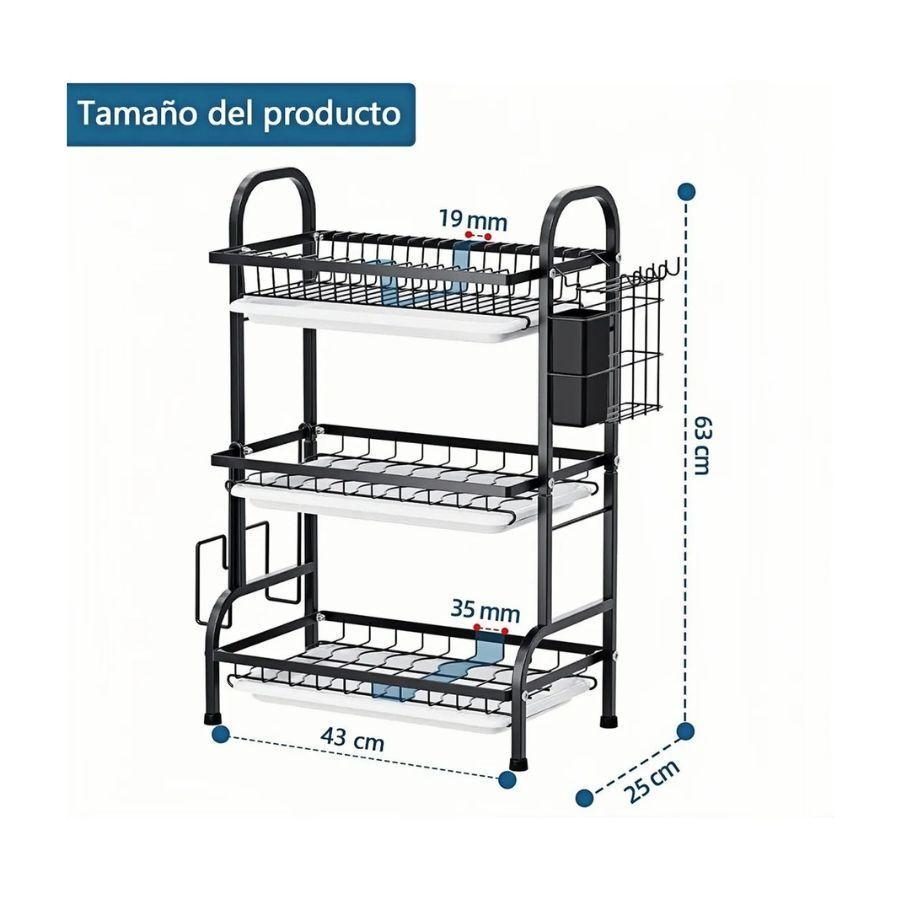 Secador Escurridor De Platos 3 Niveles Acero Inoxidable-4