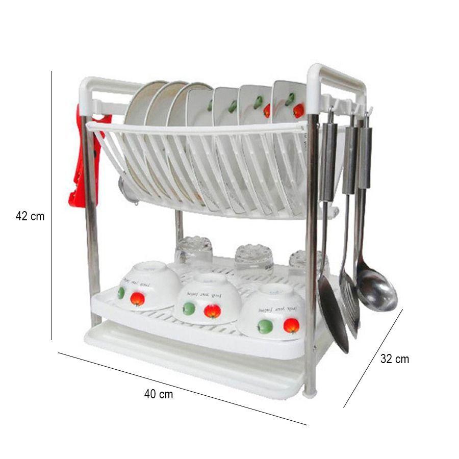 Escurridor de Platos 2 Niveles Con Bandeja Desmontable Y Soporte-2