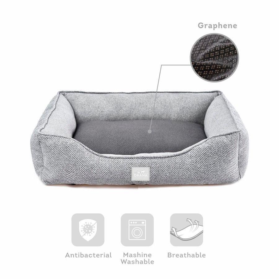Cama Lavable Antibacteriana Para MascotasGris 90X69X20cm-4