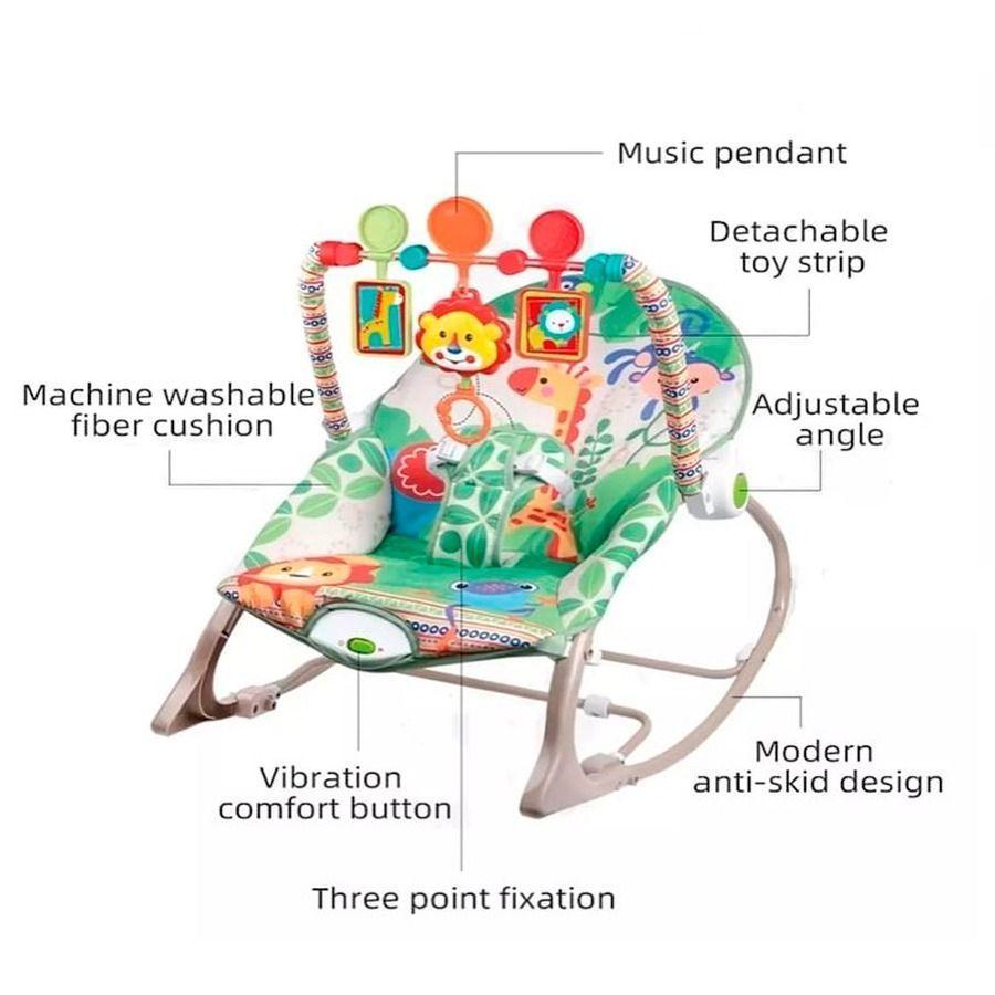Silla Mecedora Vibradora Para Bebés Verde-2