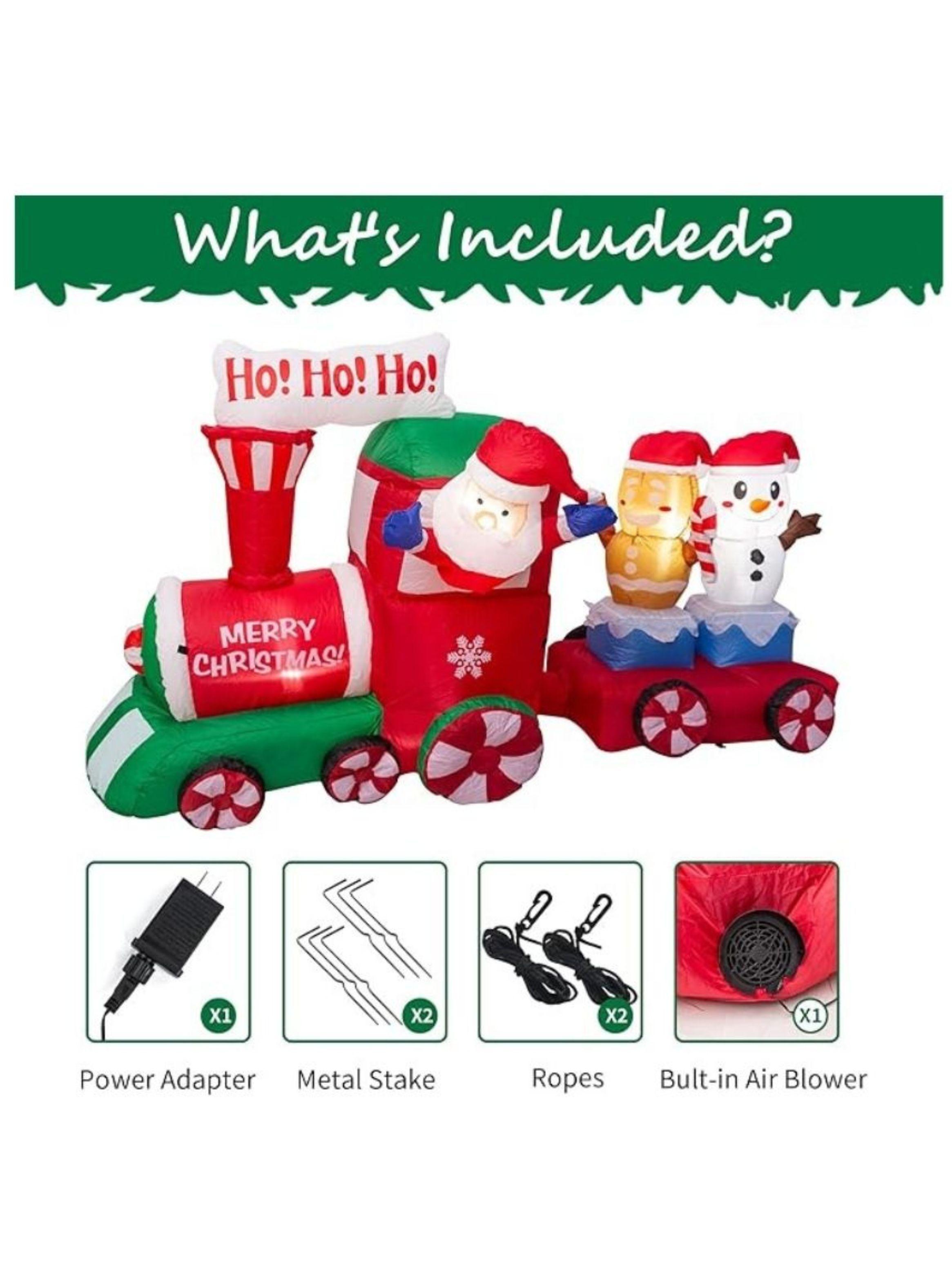 Tren Inflable Navideño Santa Claus Navidad Decoracion Arbol 240CM-1