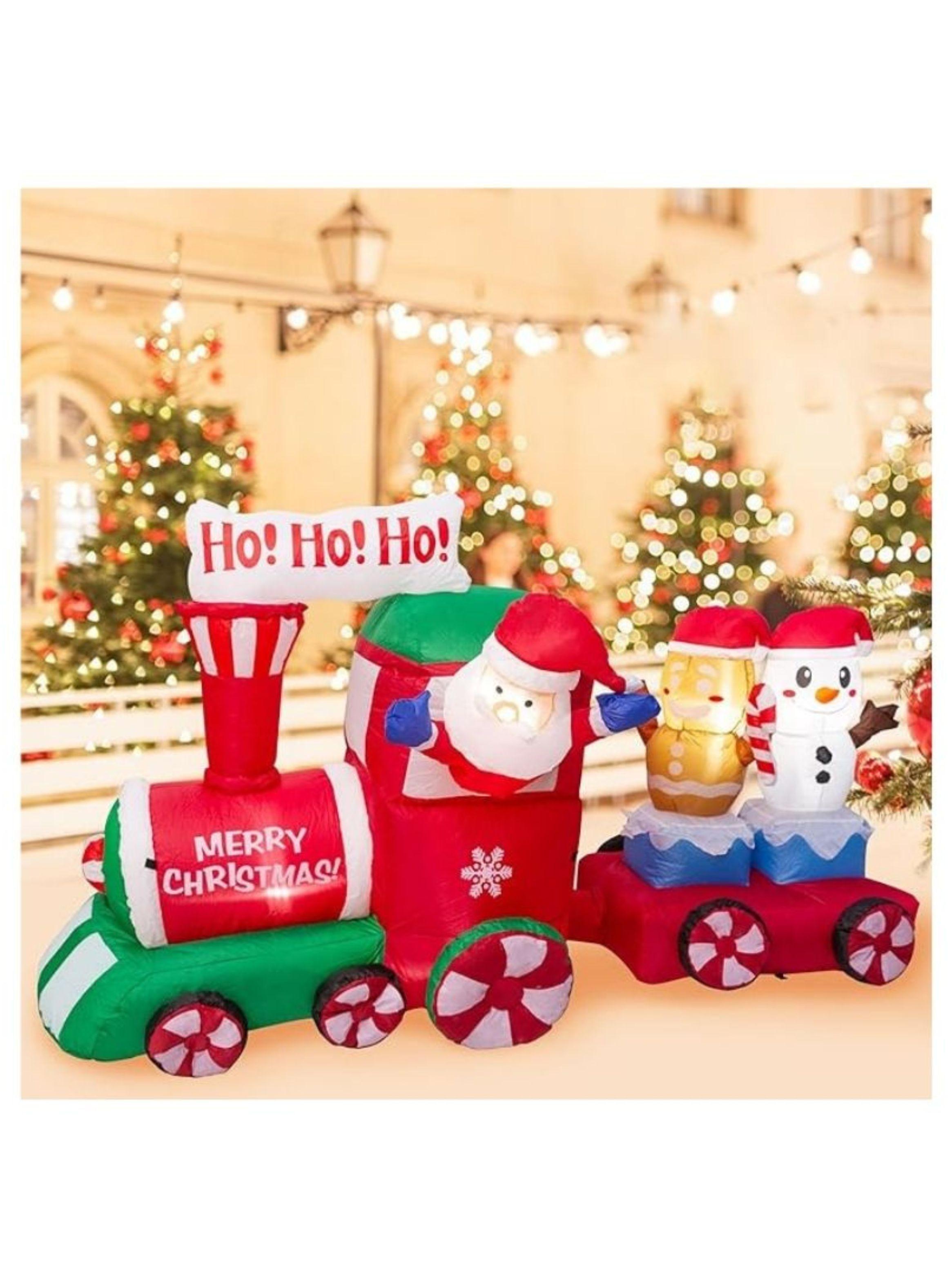 Tren Inflable Navideño Santa Claus Navidad Decoracion Arbol 240CM-2