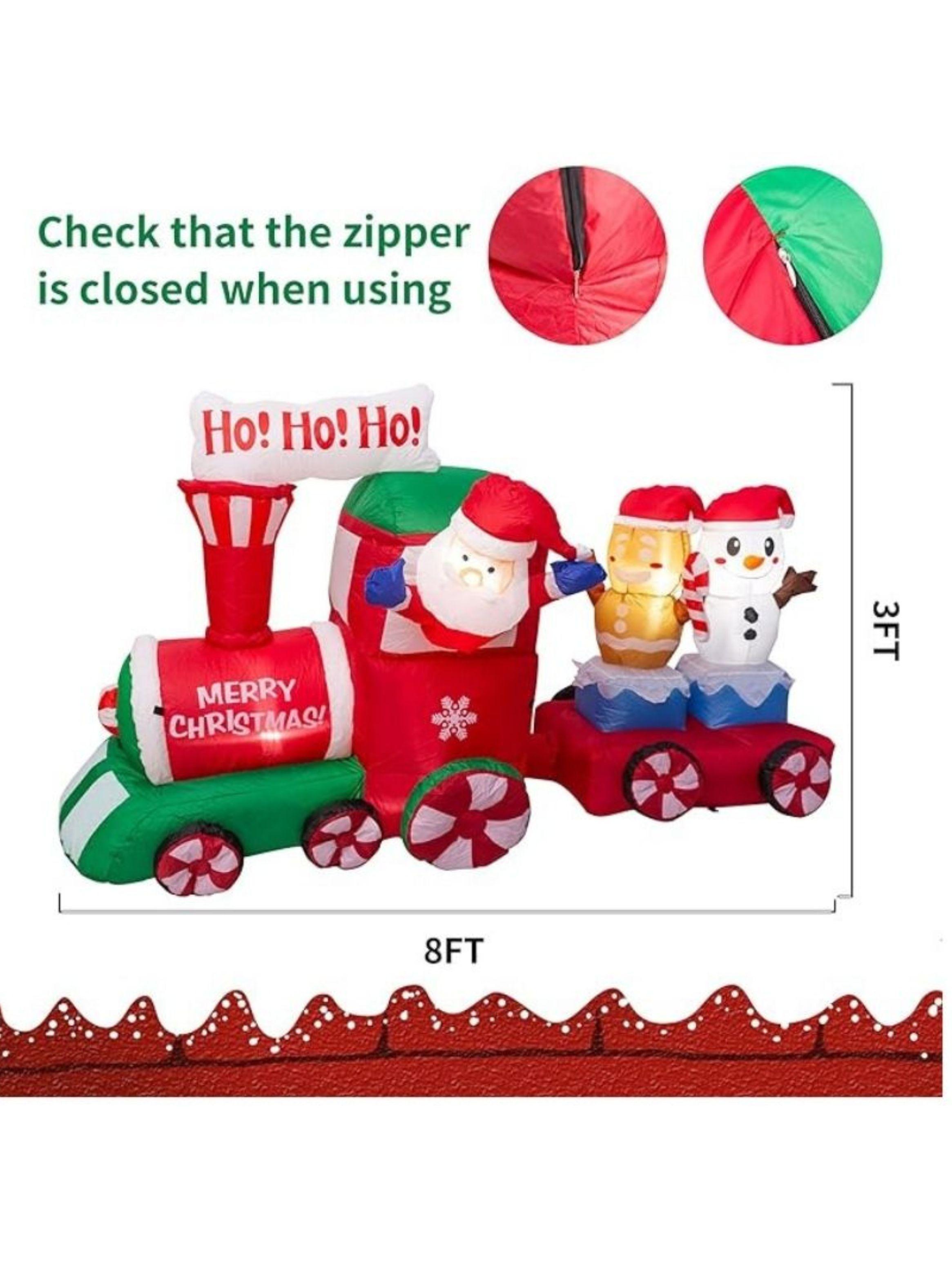 Tren Inflable Navideño Santa Claus Navidad Decoracion Arbol 240CM-3