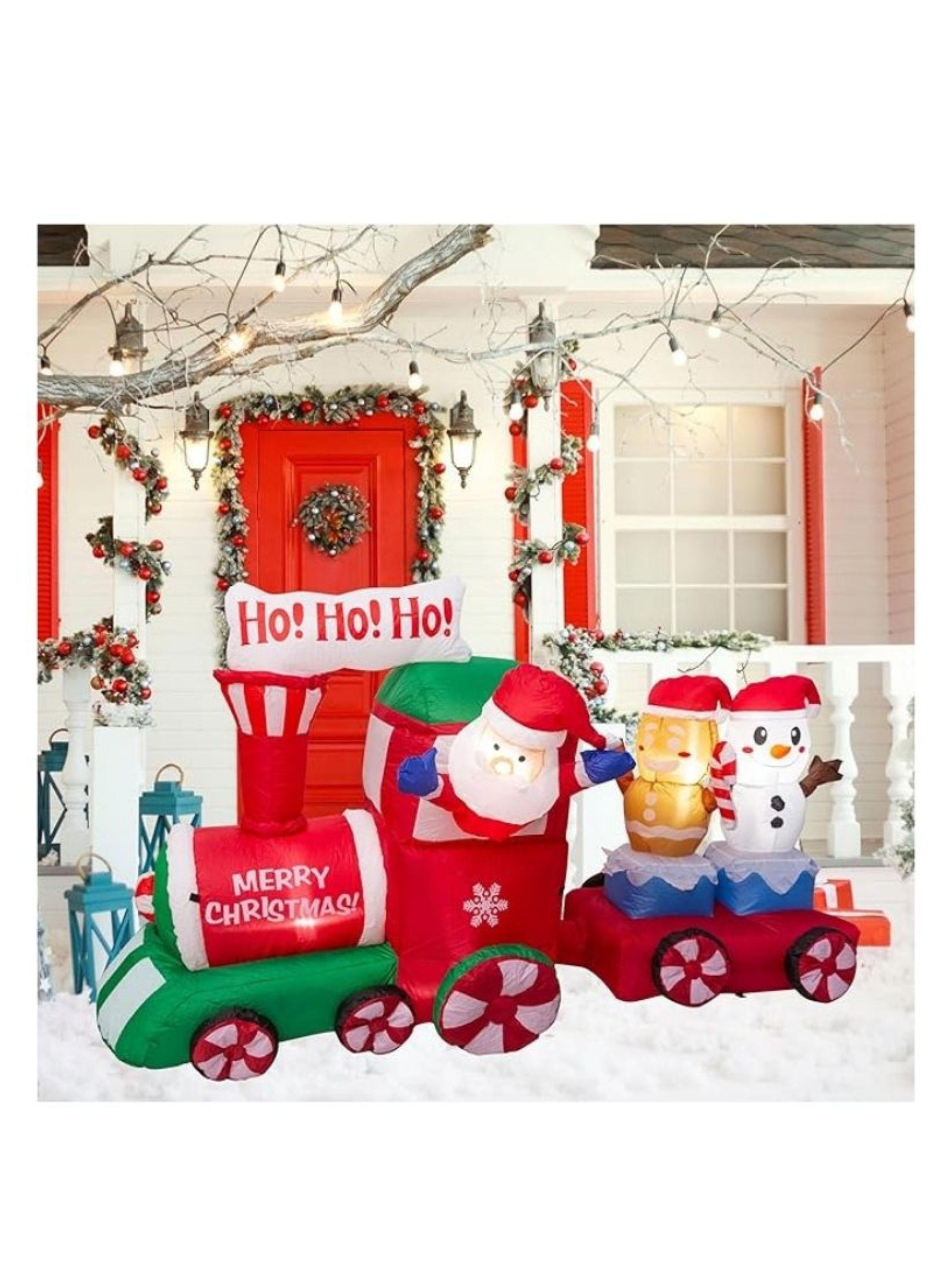 Tren Inflable Navideño Santa Claus Navidad Decoracion Arbol 240CM-4
