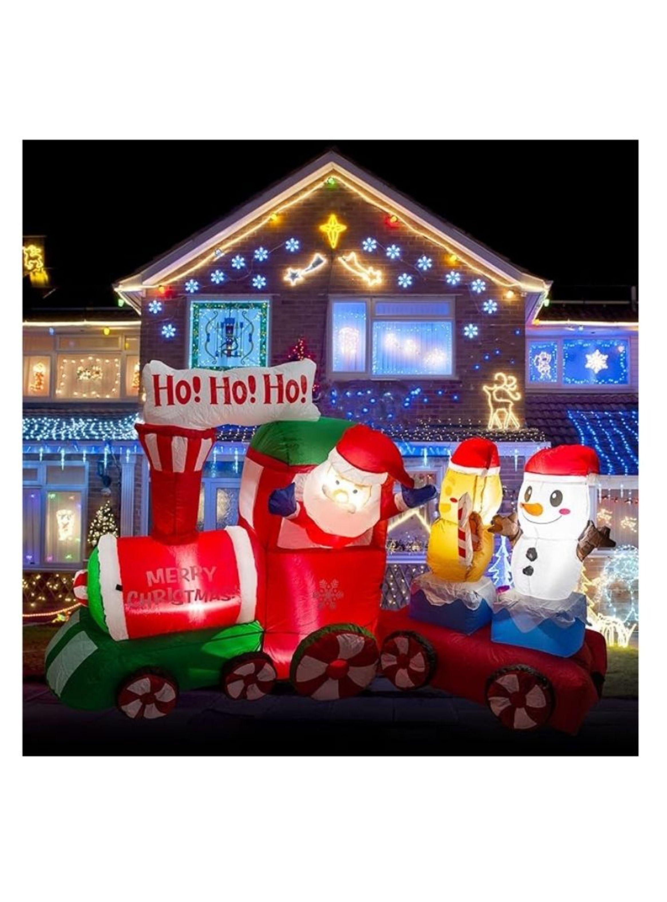 Tren Inflable Navideño Santa Claus Navidad Decoracion Arbol 240CM-5