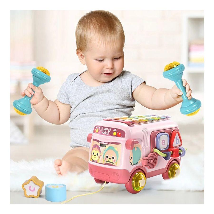 Autobús Rompecabezas Xilofono Juguete Interactivo Para Bebe-3
