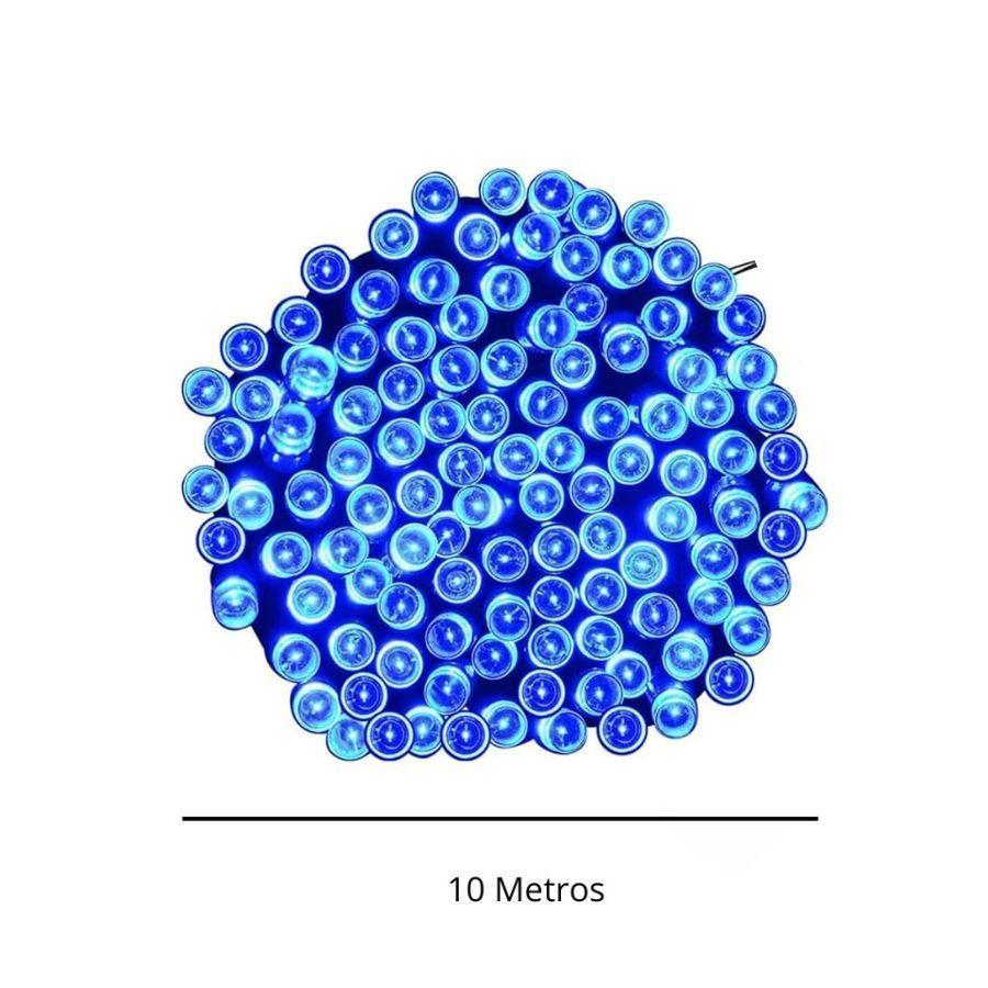 Luces De Exteriores 100 LED Azules Con Panel Solar 10 Metros-2