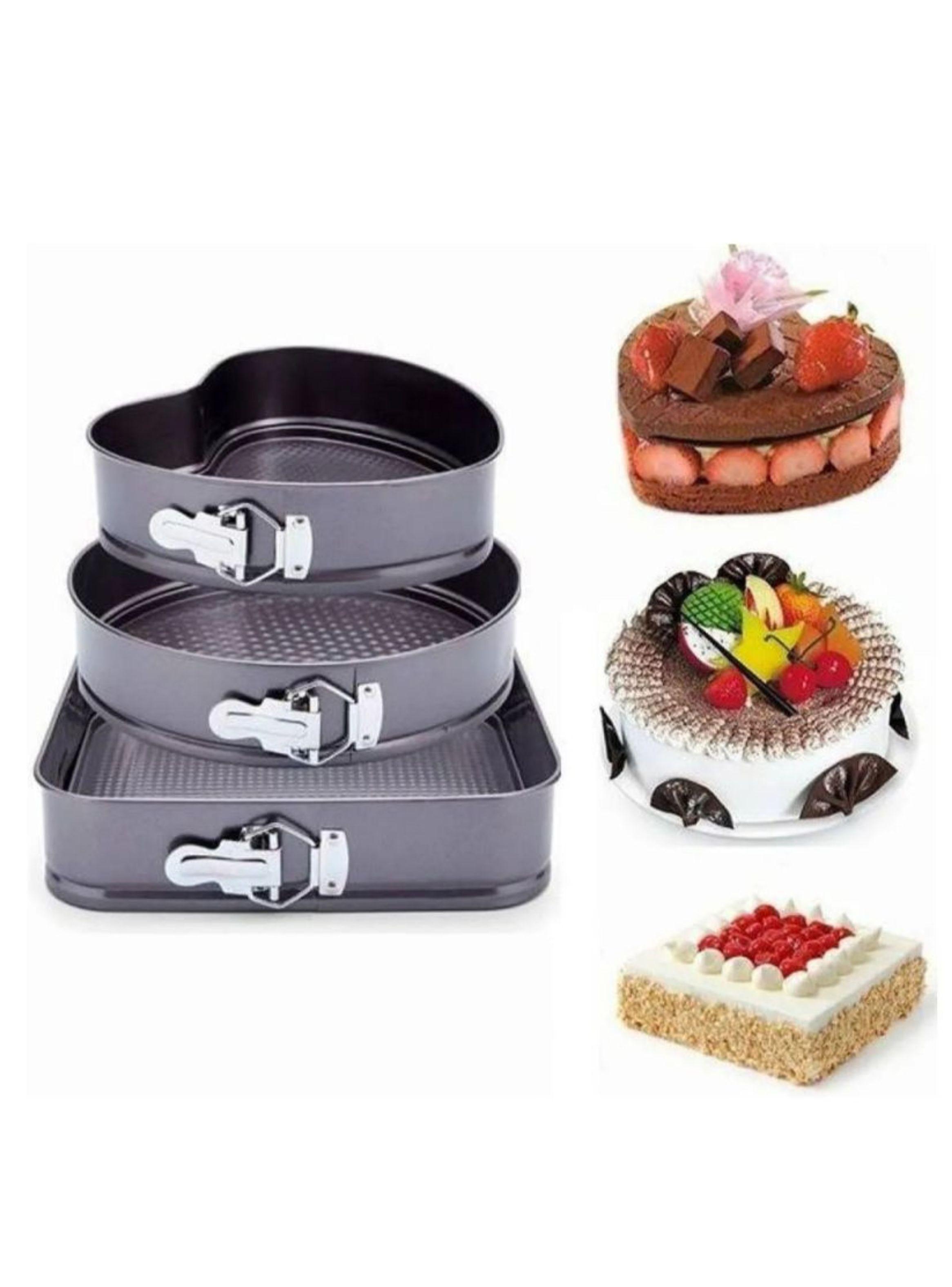 Set 3 Molde Repostería Desmontable Corazón Redondo Cuadrado-2