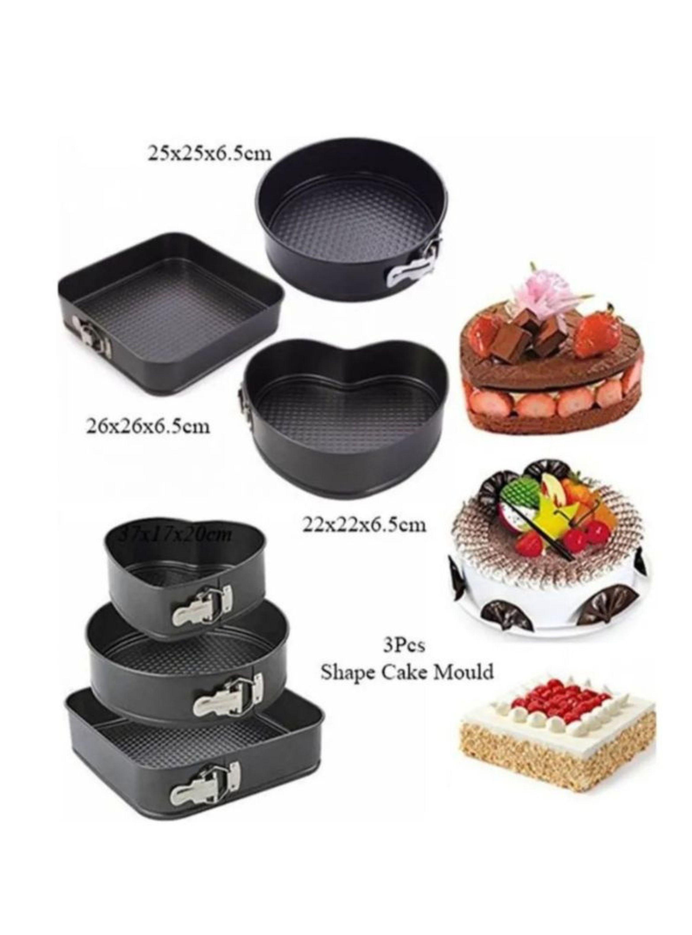 Set 3 Molde Repostería Desmontable Corazón Redondo Cuadrado-3