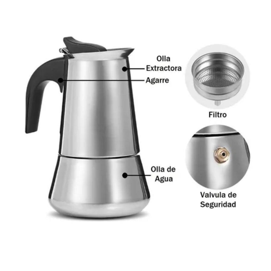 Cafetera Italiana Inoxidable Cafetera Espresso 4 Tazas-5