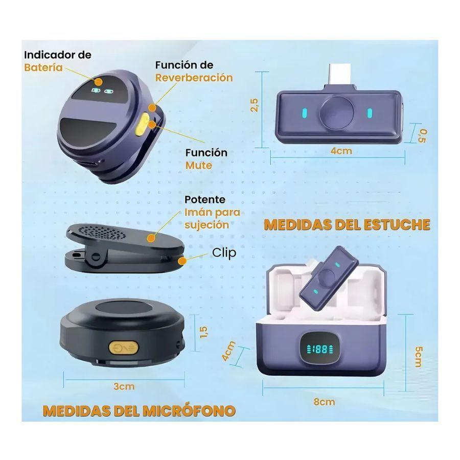 Microfono Inalambrico Dual Magnetico para Celular-2