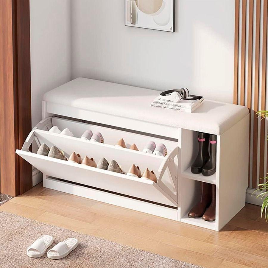 Estante Banco Organizador De Zapatos Moderno Blanco-3