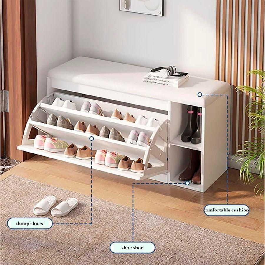 Estante Banco Organizador De Zapatos Moderno Blanco-4