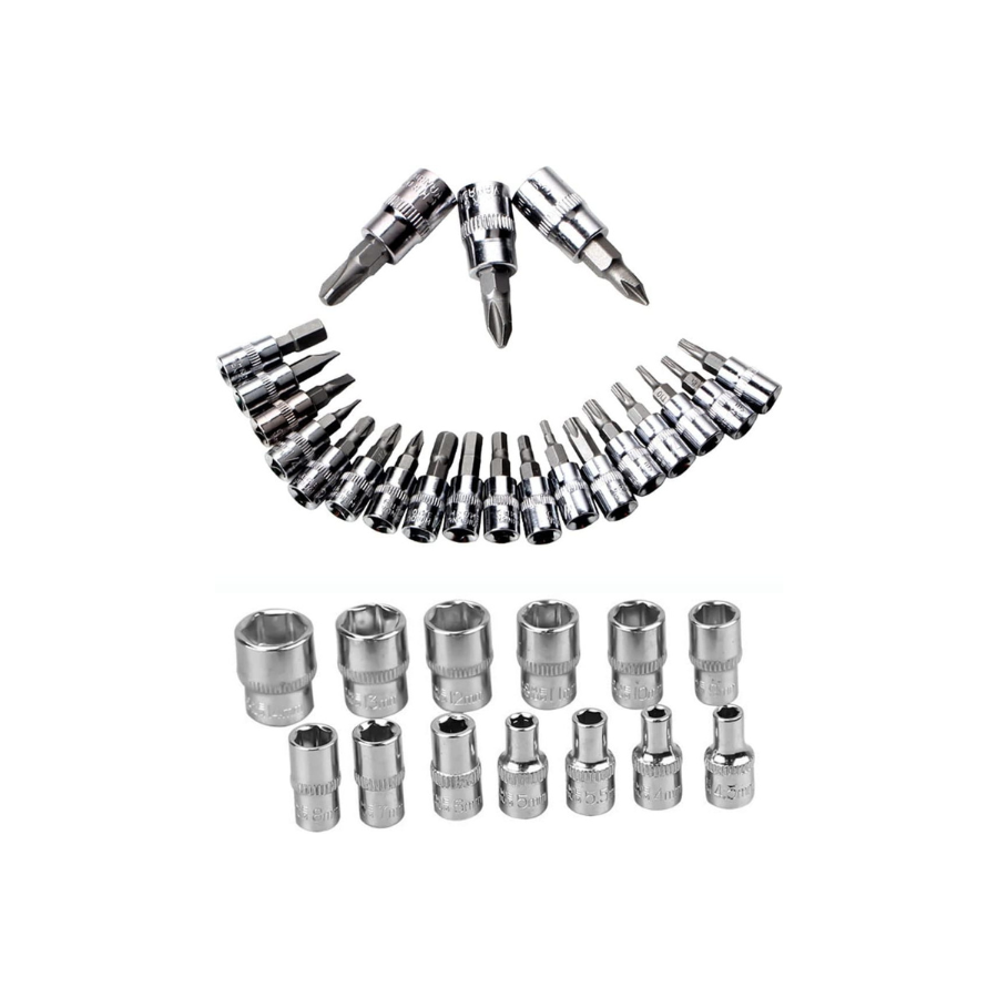 Juego estuche de llaves trinquete Dados Por 46pcs puntas metricas-3
