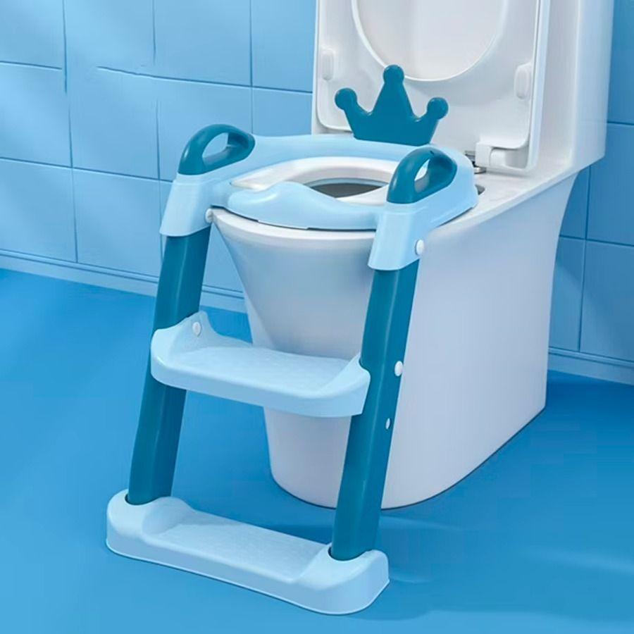 Escalera De Baño Para Niños Diseño Coronita Azul-2