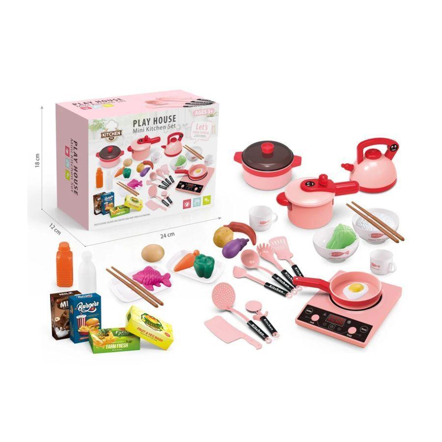 Cocina Juguete Cocinita Infantil Luz Sonido 36 Piezas Rosado-2
