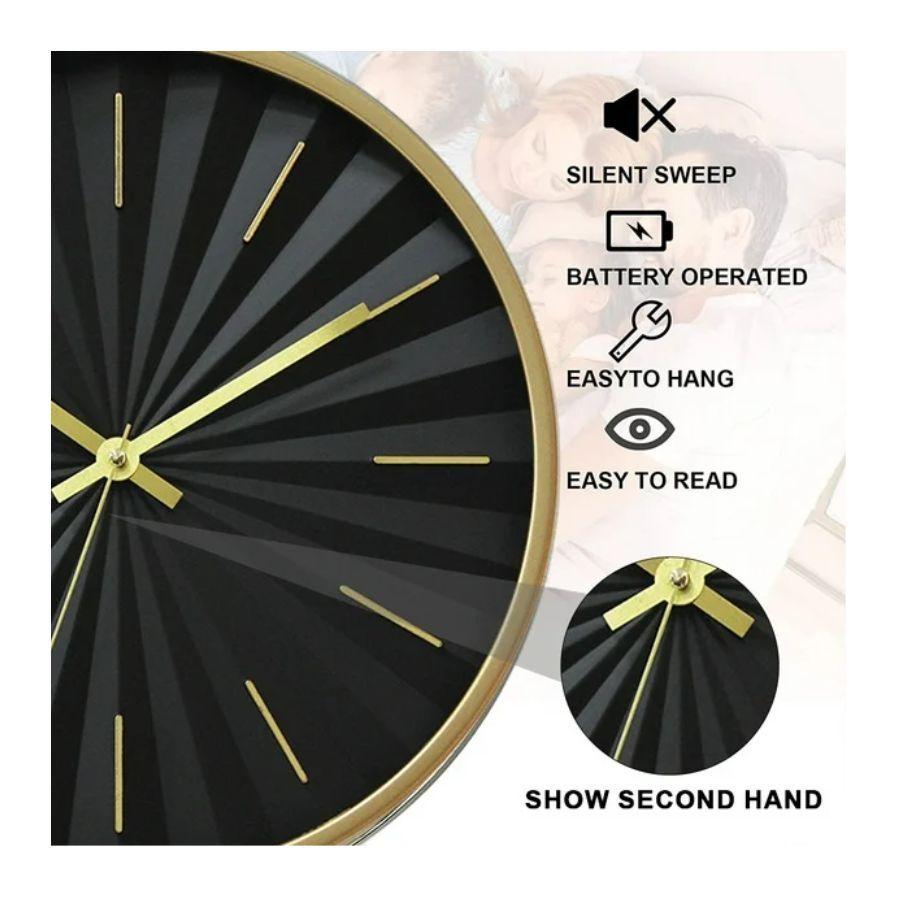 Reloj De Pared Minimalista Negro 30cm-3