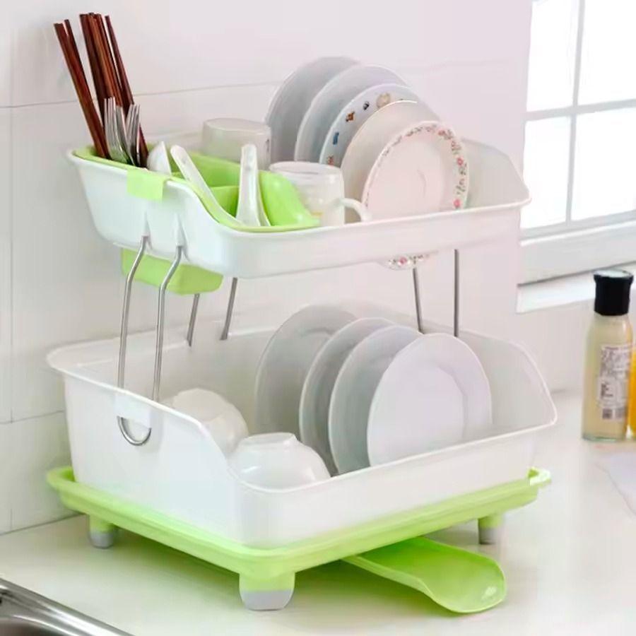 Escurridor Secador De Platos Multifuncional De 2 Niveles-1